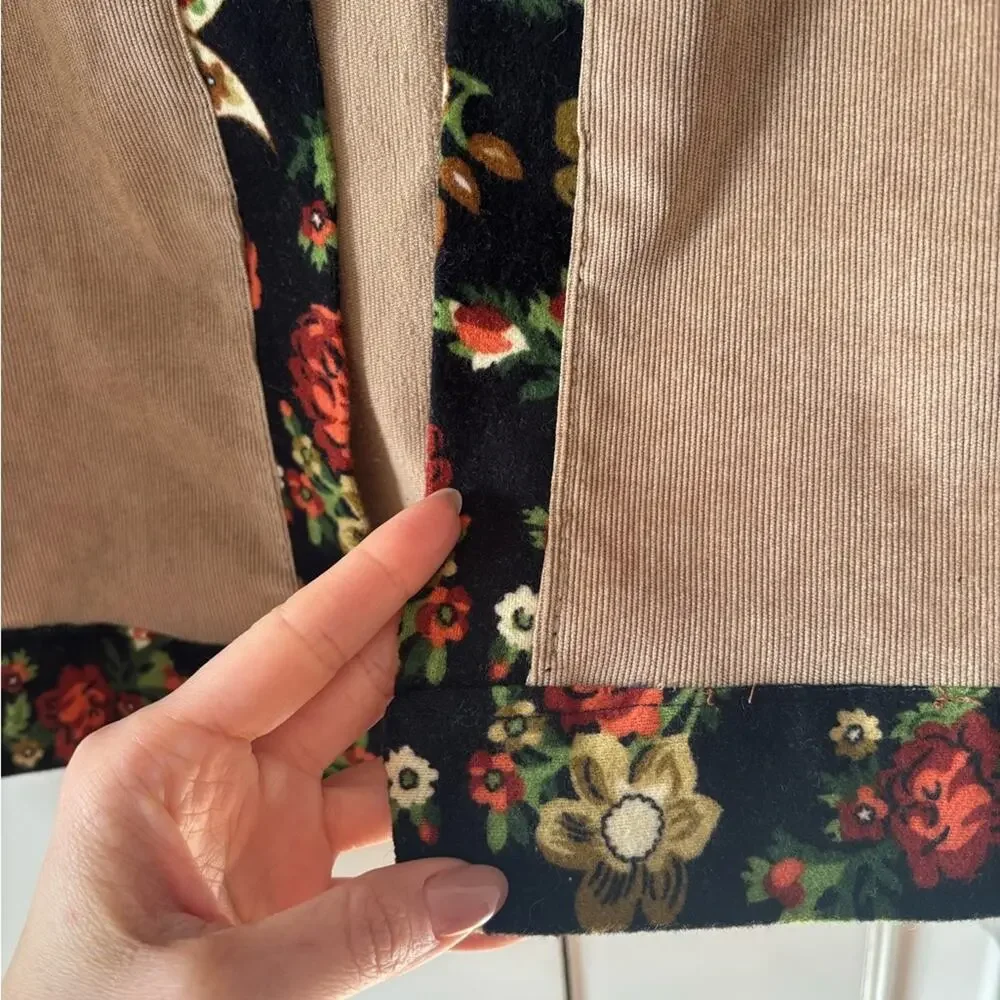 Floral Trim Tan Cardigan - Picture 8 of 9